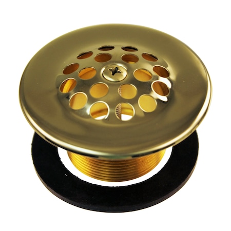 Westbrass 1-3/8 in Bath Drain W/ Grid and Screw in Polished Brass D3311-F-01